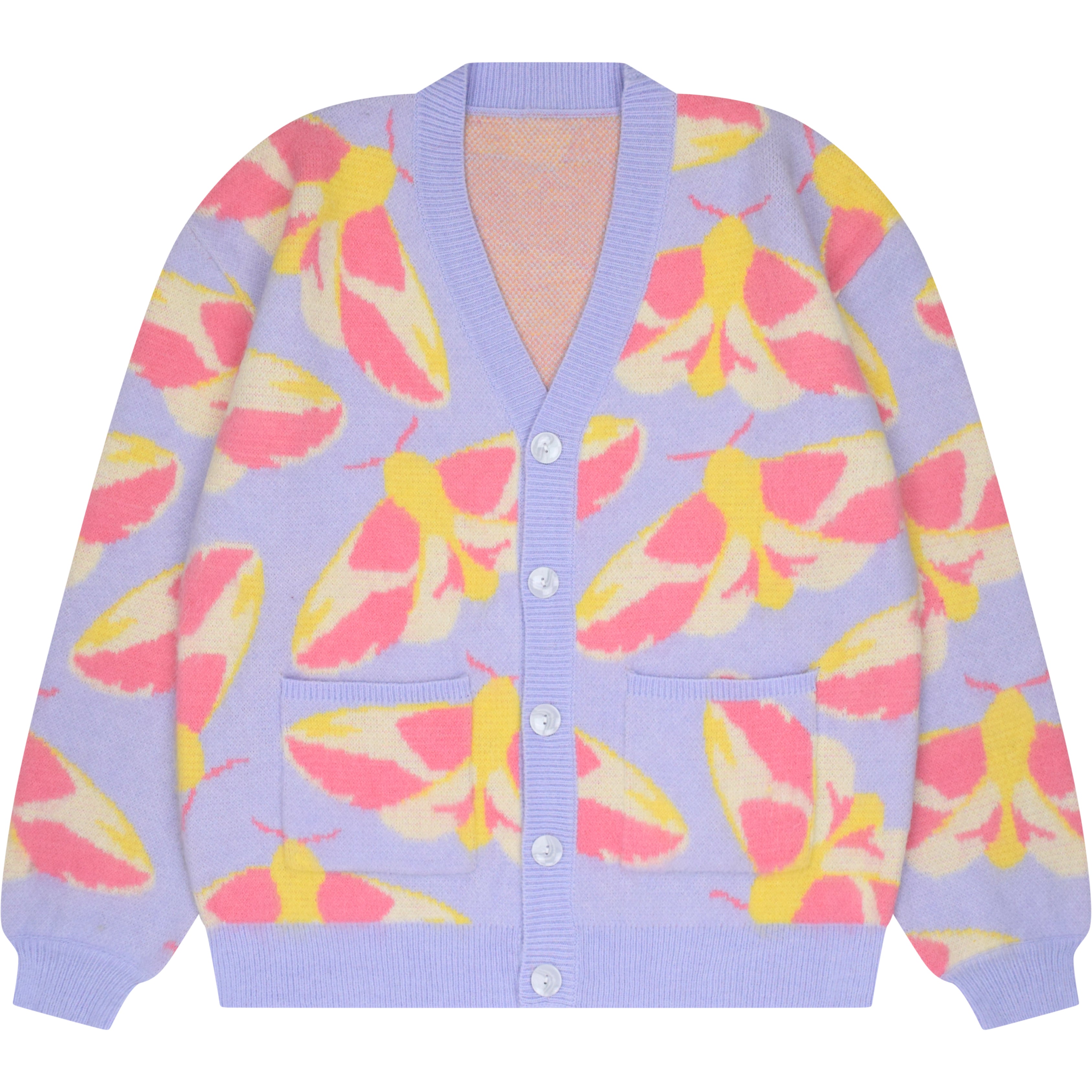 Fuzzy Rosy Maple Moth Cardigan – Steady Hands