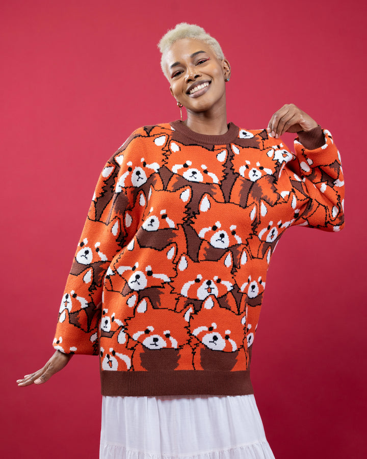 Left on Red Panda Sweater