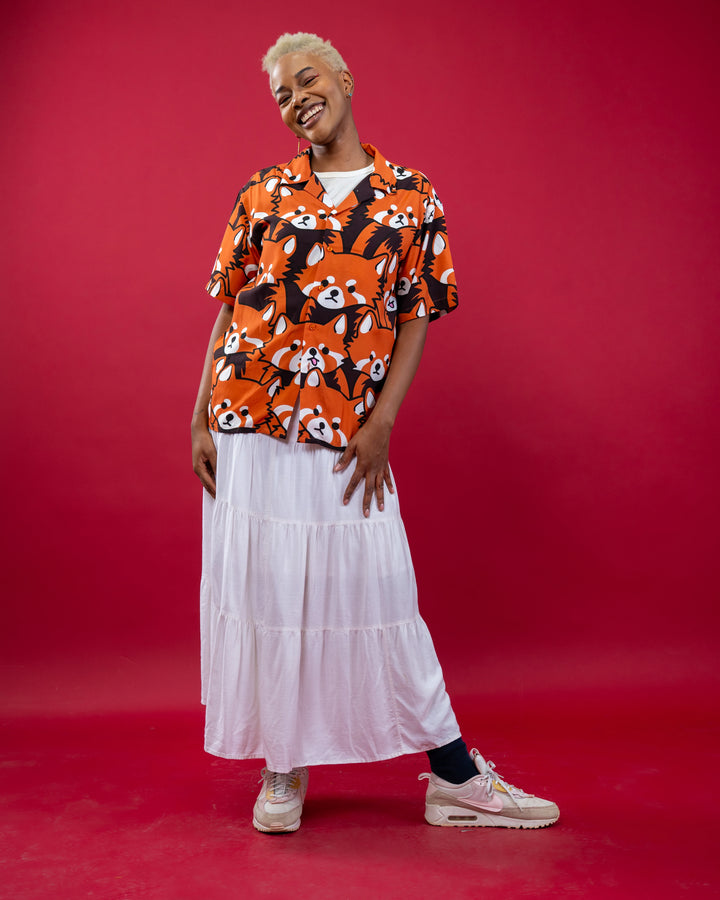Left On Red Panda Button Up