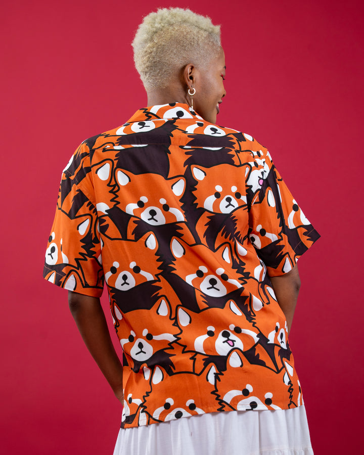 Left On Red Panda Button Up
