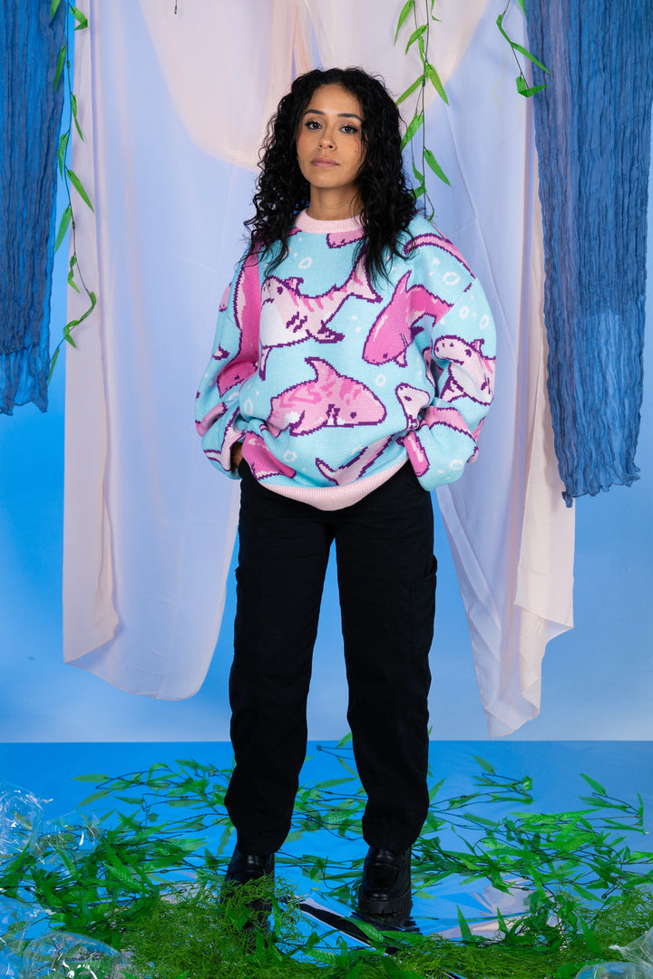Pink Shark Sweater