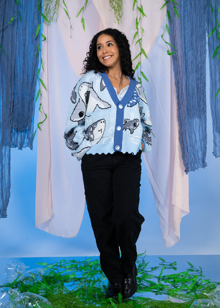 Cropped Shark Week Cardigan