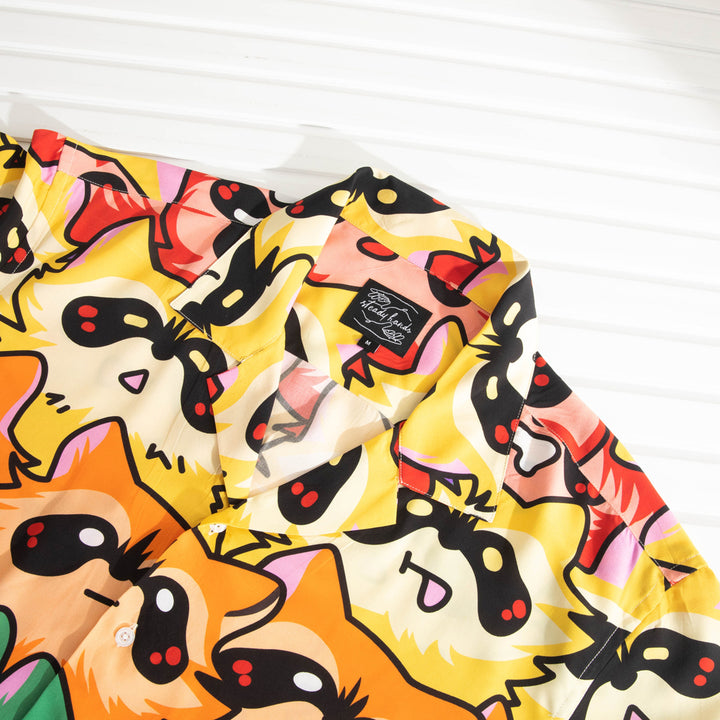 Rainbow Raccoon Button Up
