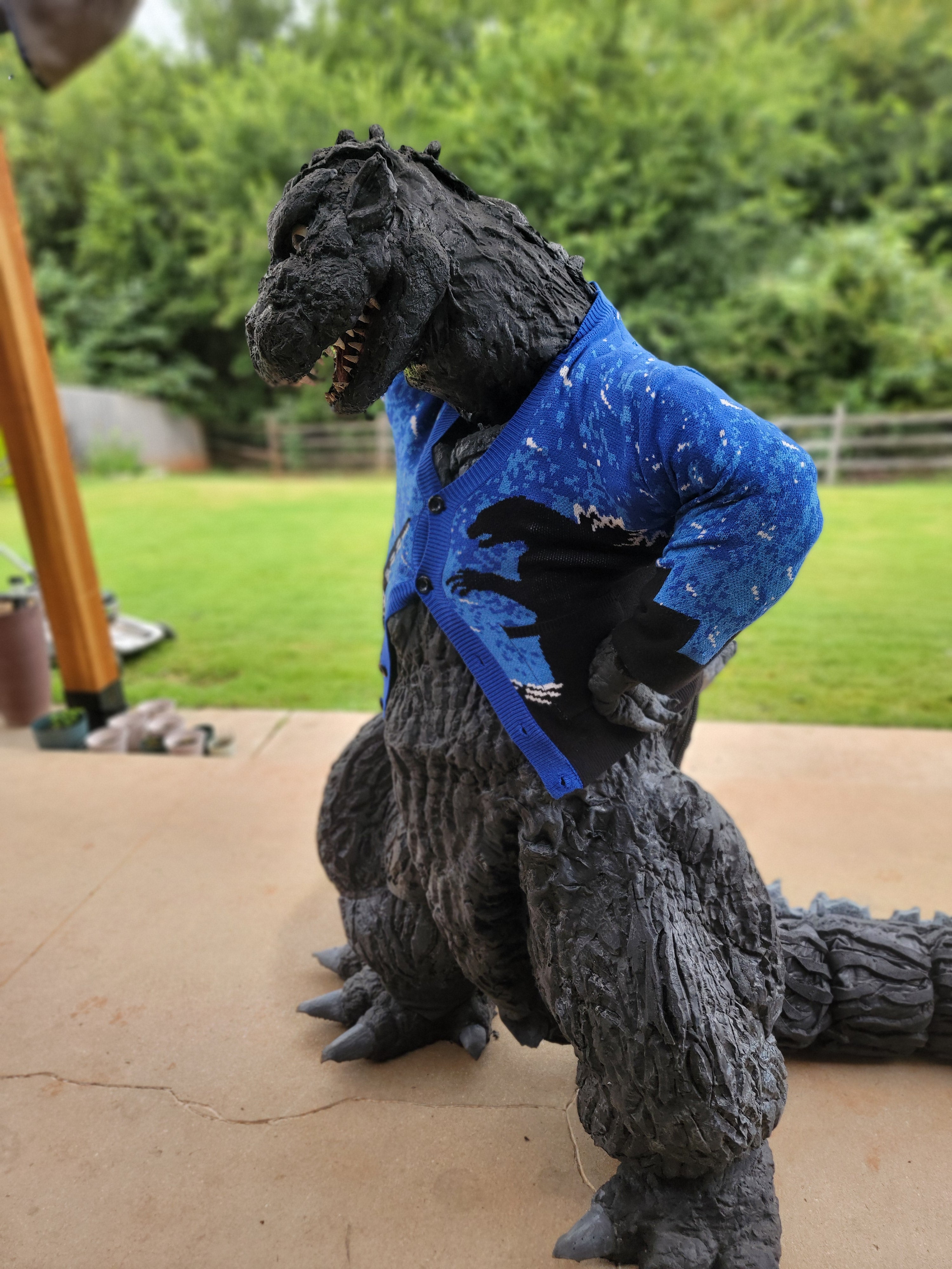 neck slit knit cardigan 完売品 Godzilla Silhouette Cardigan – Steady Hands