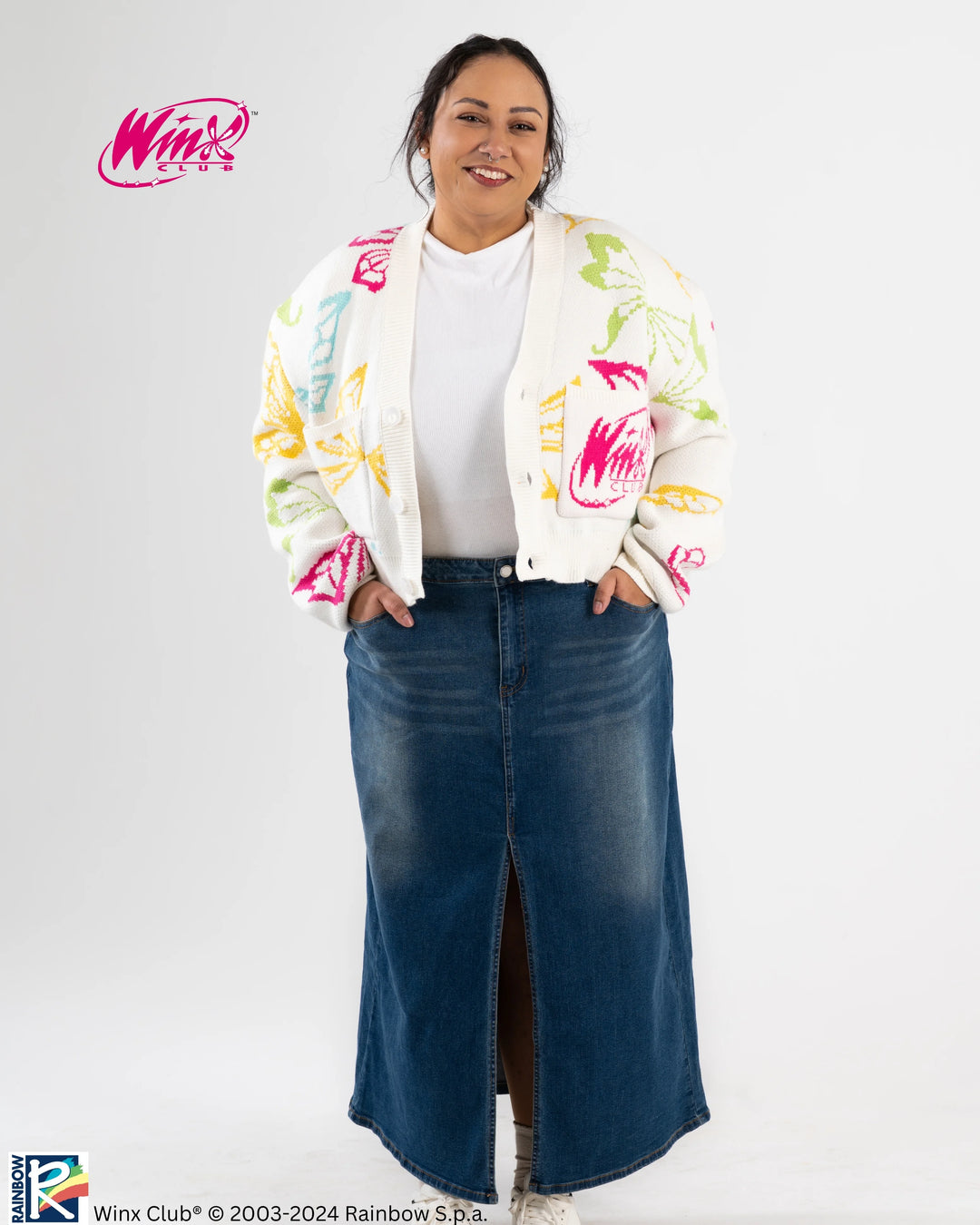 Winx Pattern Cropped Cardigan