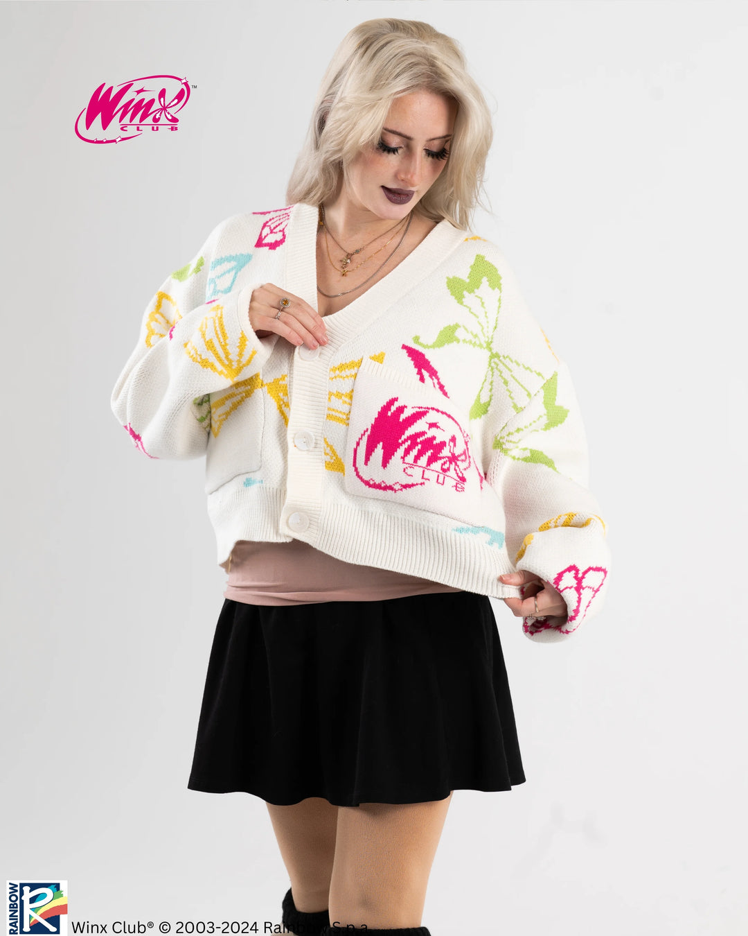 Winx Pattern Cropped Cardigan