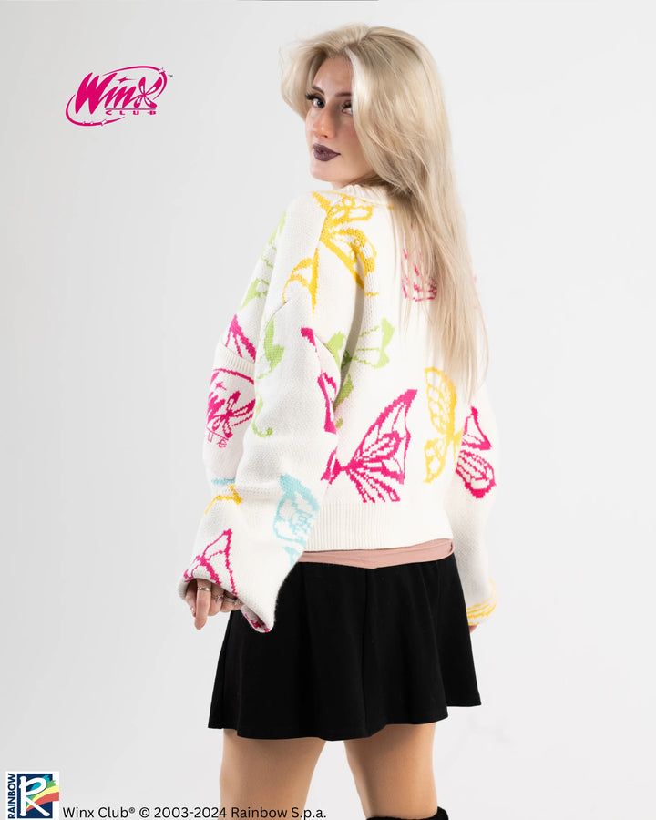 Winx Pattern Cropped Cardigan