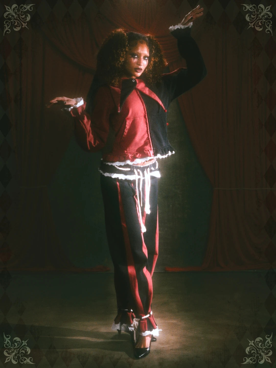 Crimson Jester Collar Hoodie