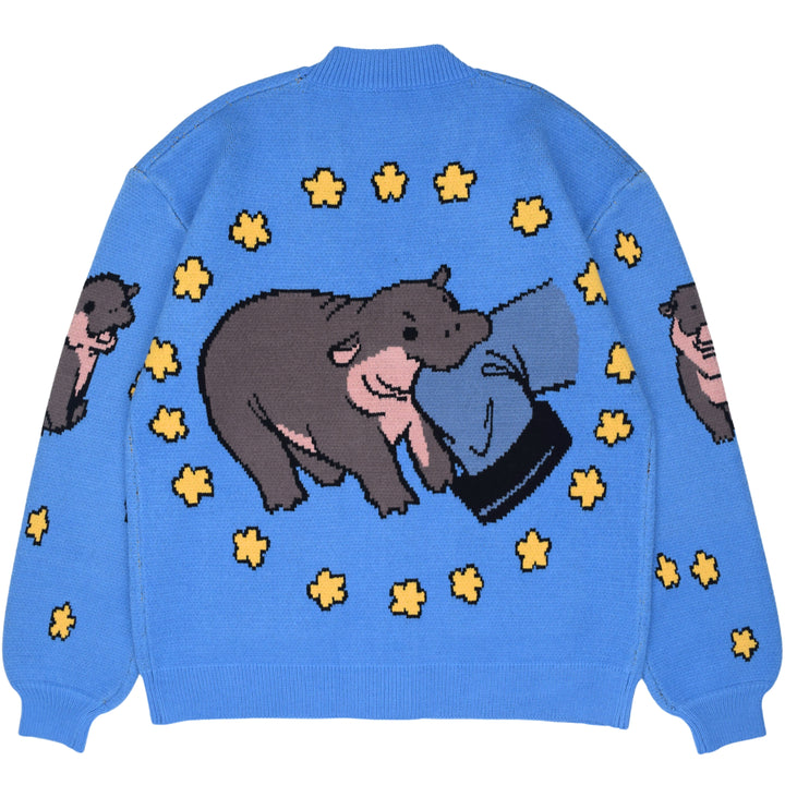 Blue Pygmy Hippo Cardigan
