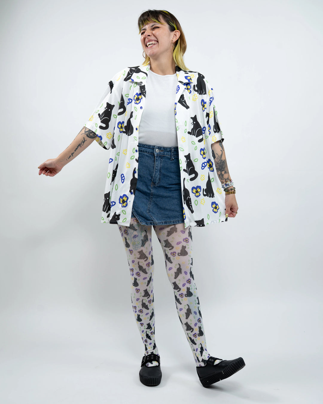 Meowin' Around Button Up
