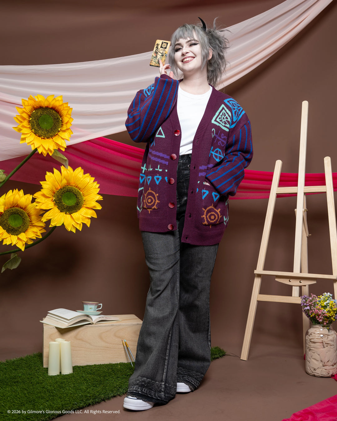 カーディガン rosy monster ferretknit cardigan saxblue Mollymauk Cardigan – Steady Hands