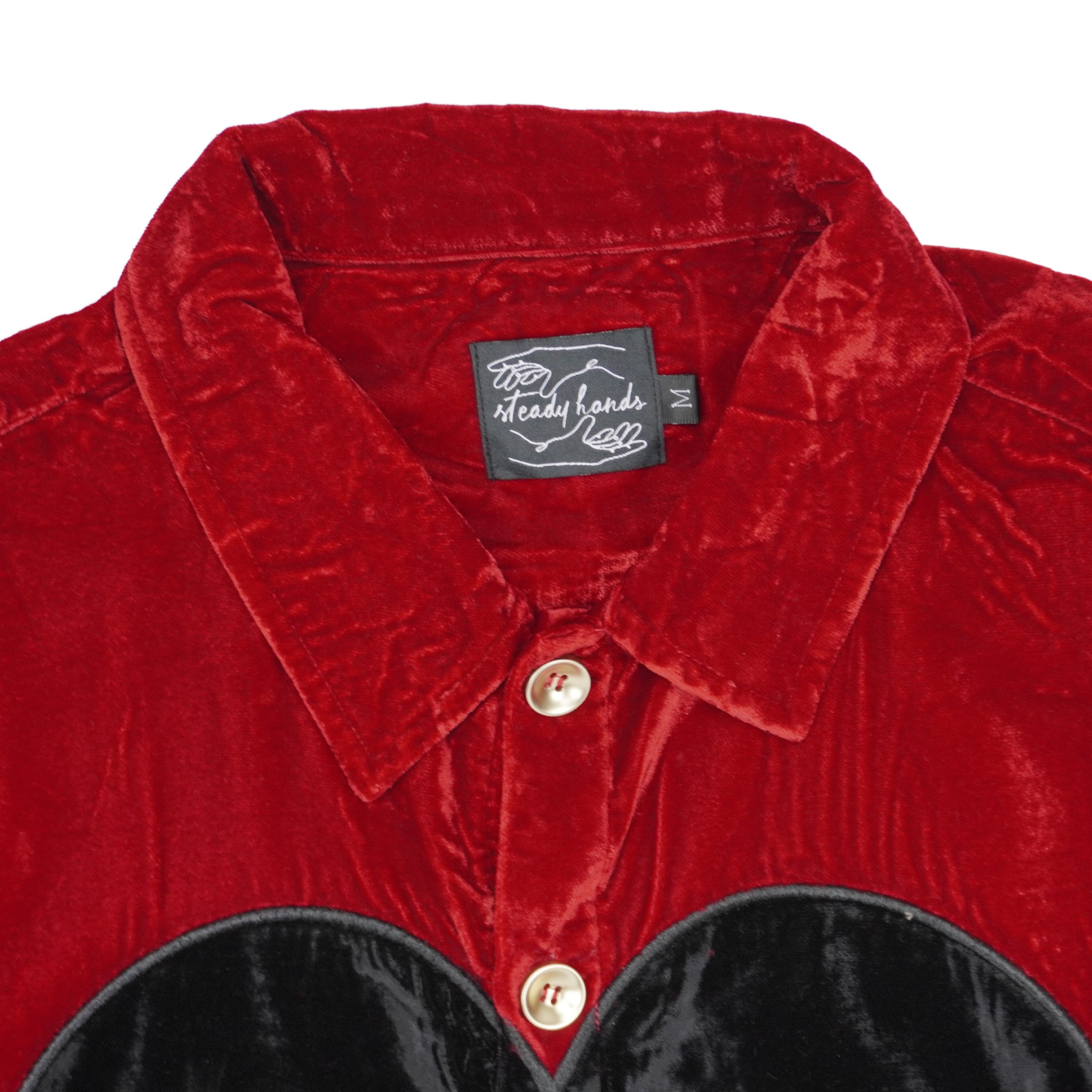 トップス Velor heart button tops Heart Shaped Short Sleeve Button Up – Steady Hands