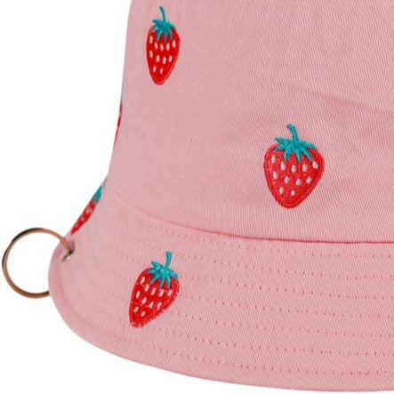 Strawberry Embroidered Bucket Hat