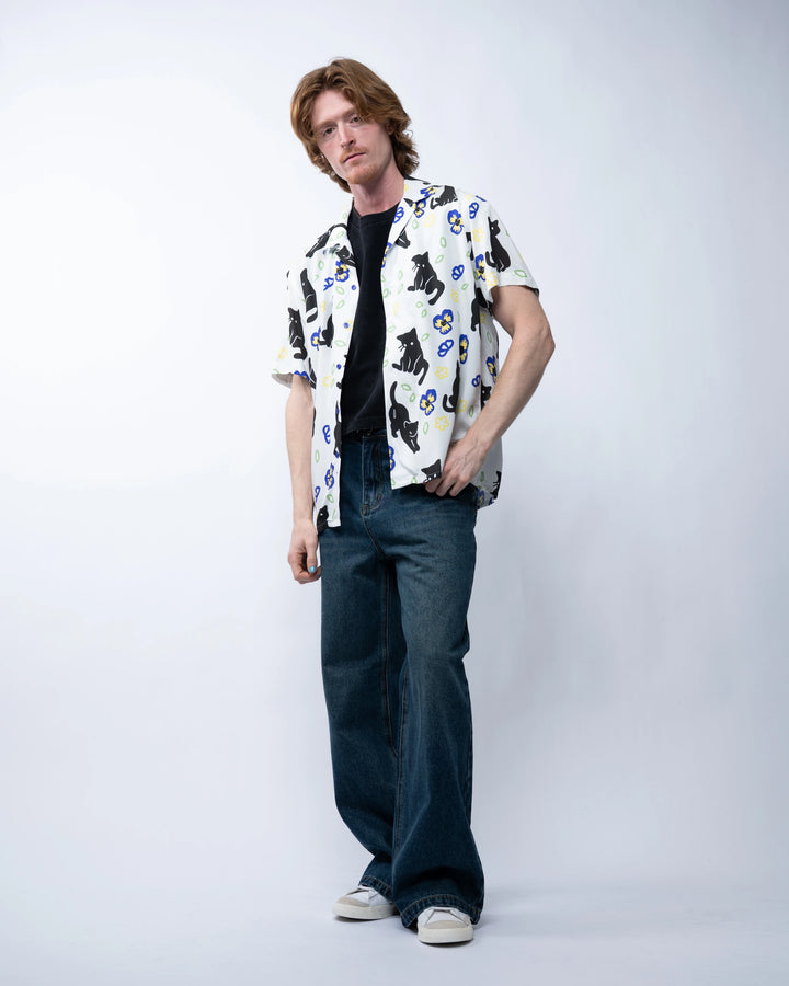 Meowin' Around Button Up