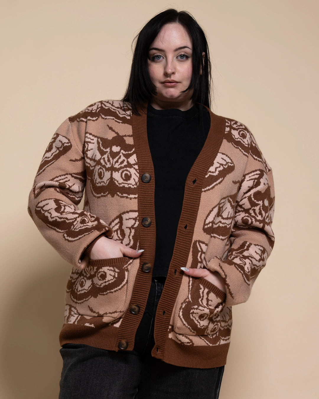 Giant Peacock Moth Cardigan – Steady Hands