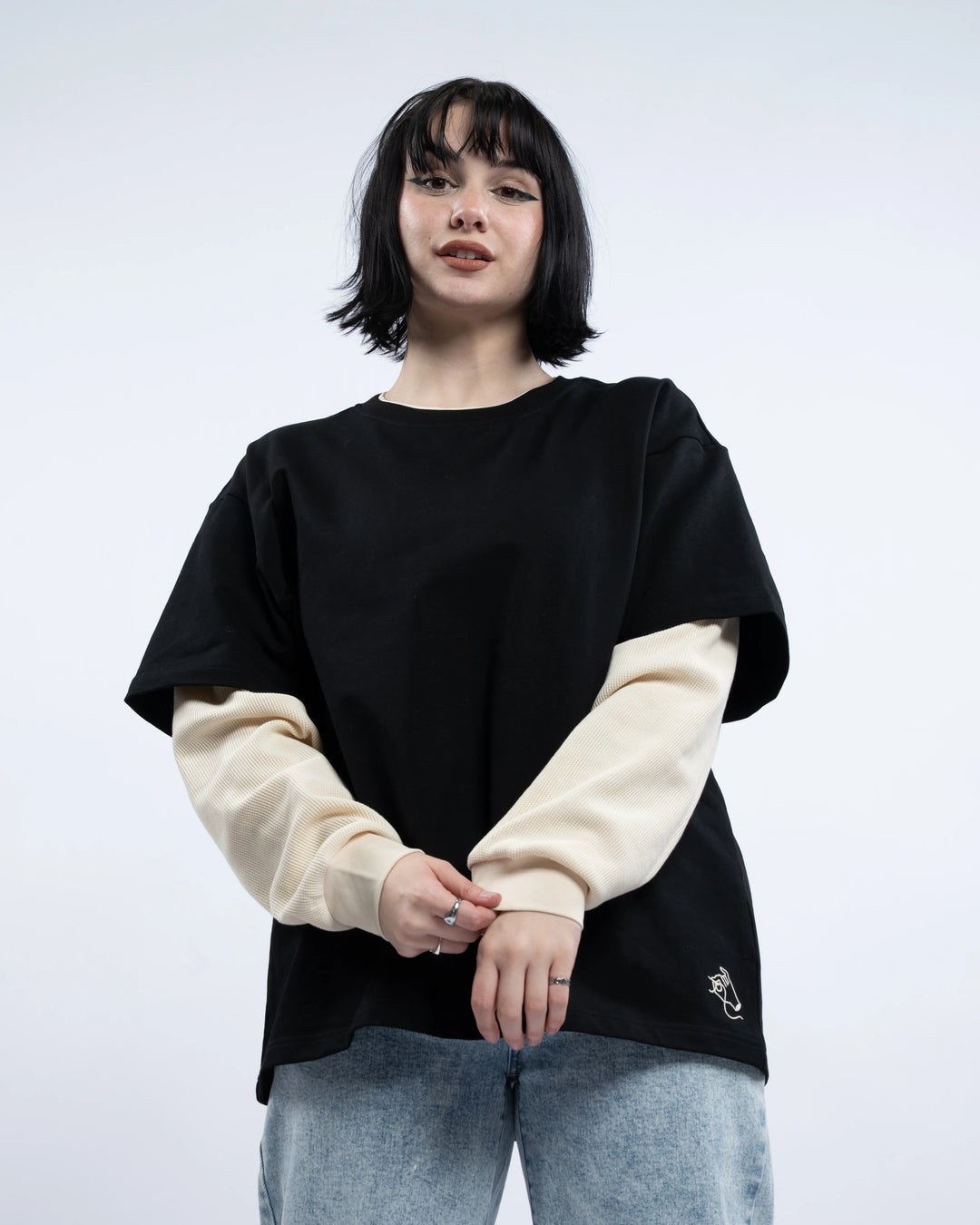 Layered Waffle Knit Long Sleeve
