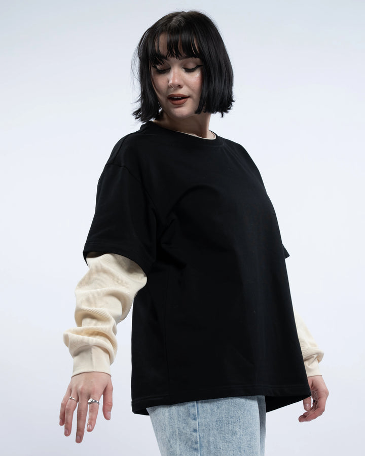 Layered Waffle Knit Long Sleeve