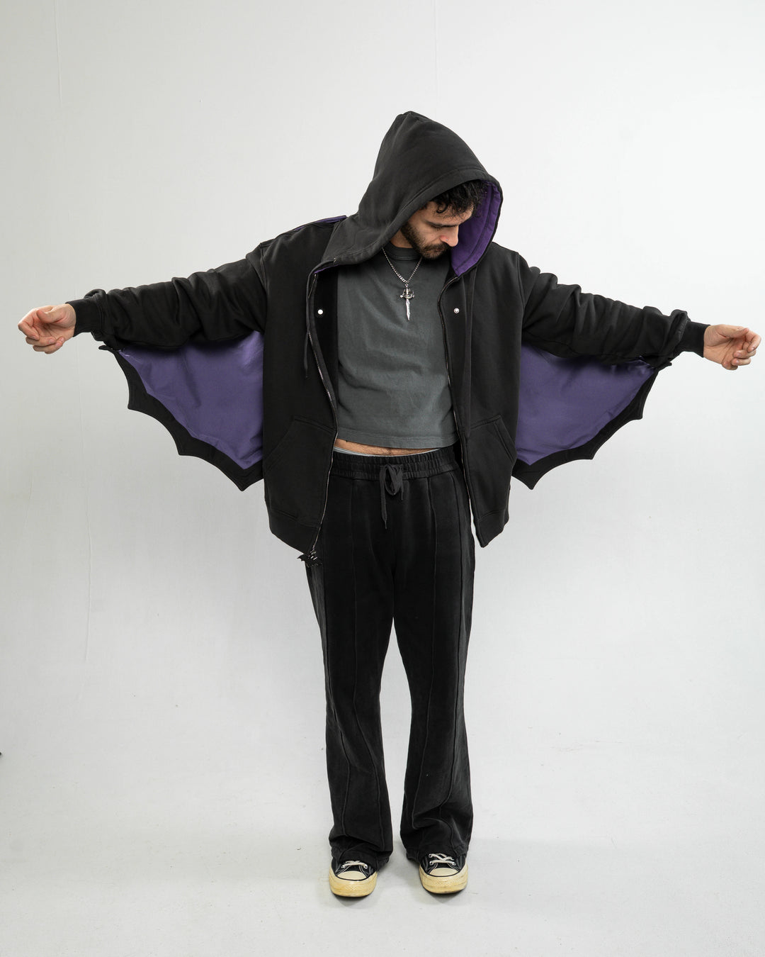 Bat Wing Zip Up Hoodie