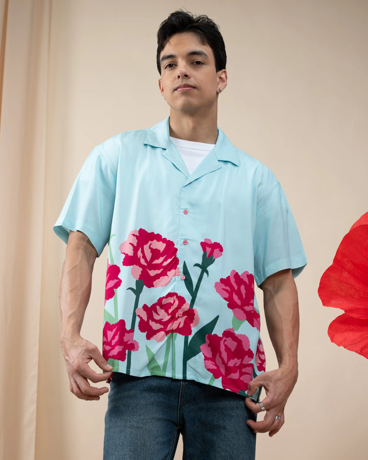 Carnation Flower Button Up