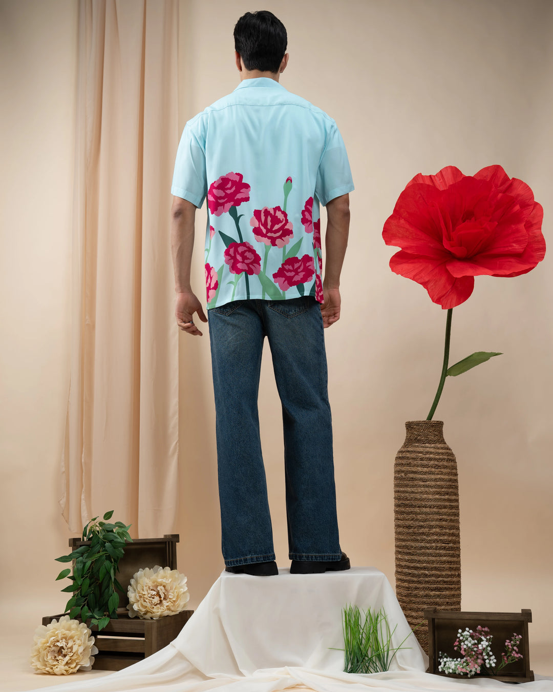Carnation Flower Button Up