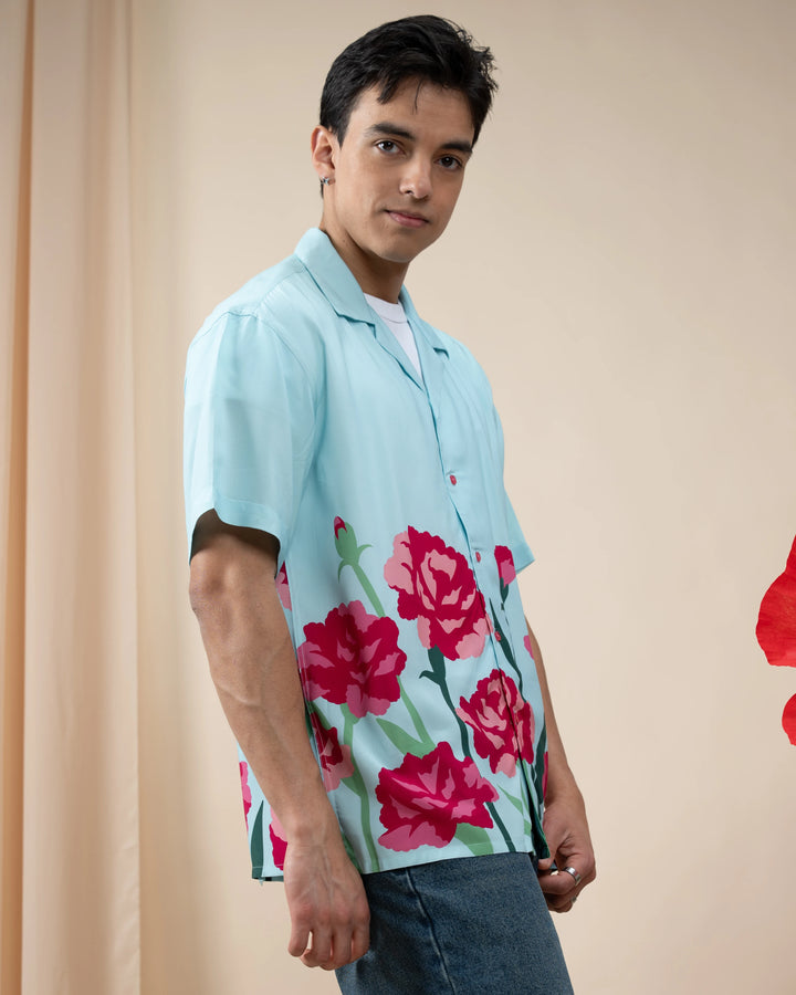 Carnation Flower Button Up