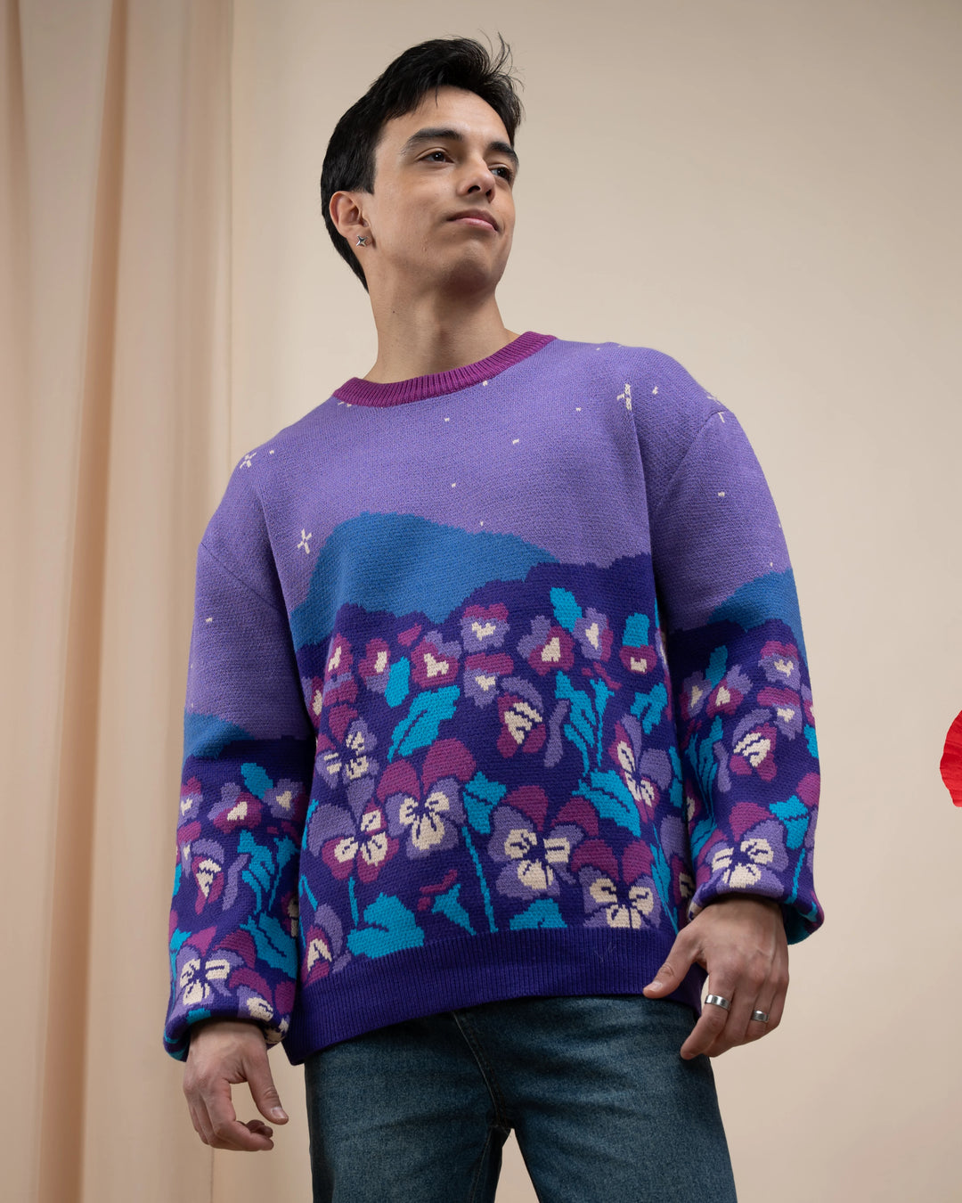 Violet Flower Sweater