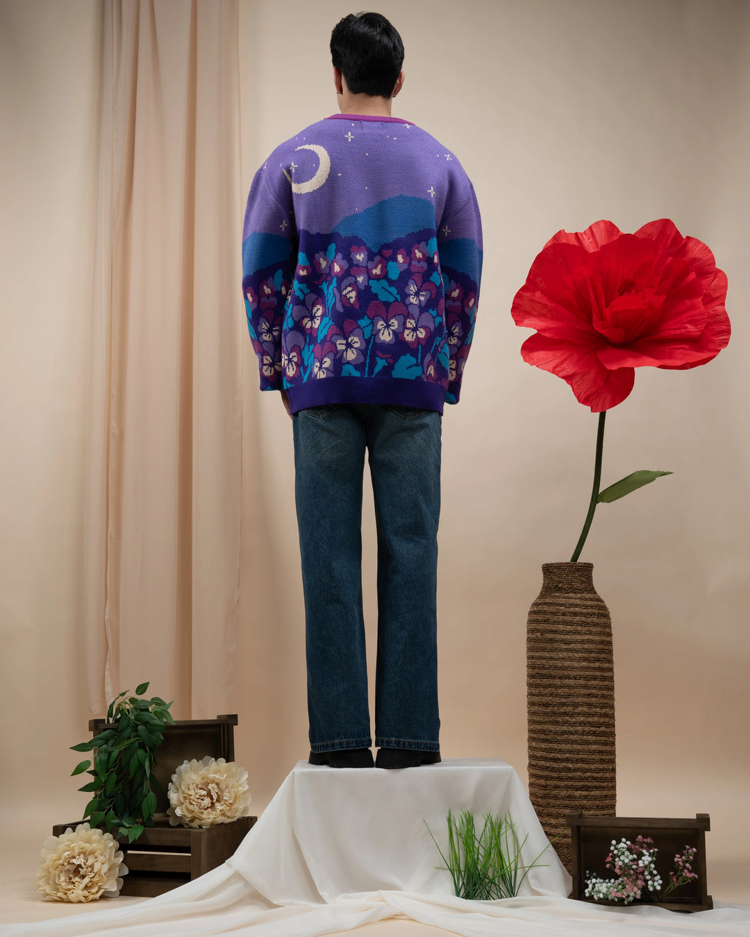 Violet Flower Sweater