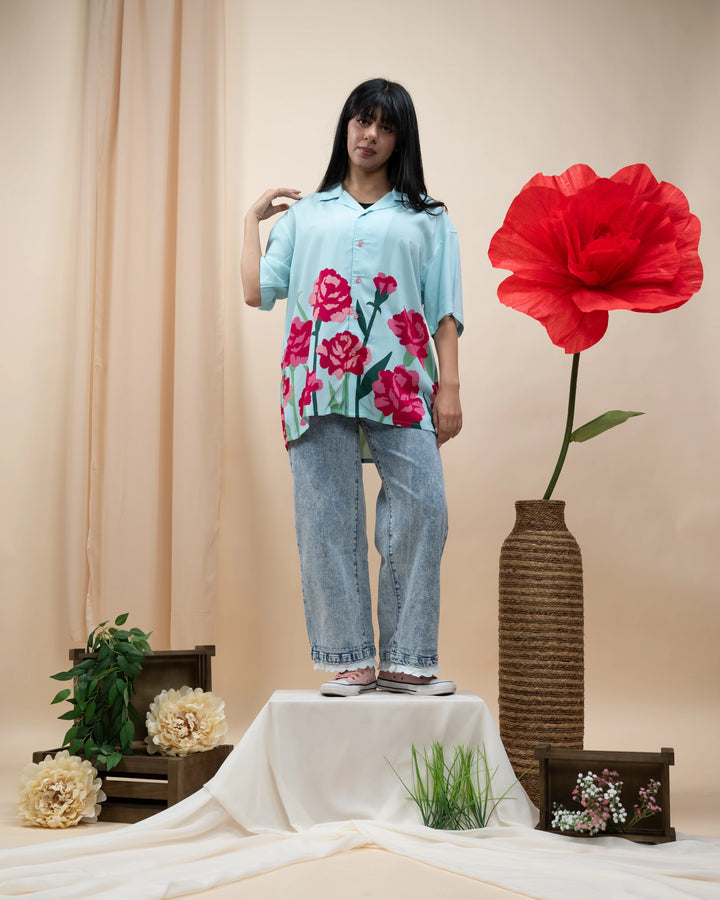 Carnation Flower Button Up