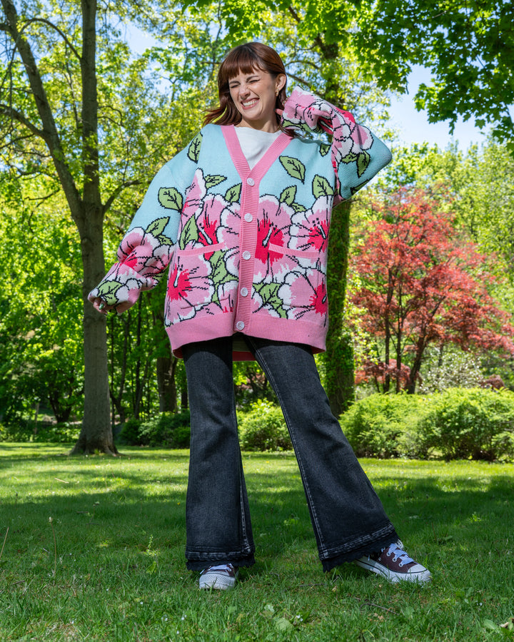 Pink Hibiscus Cardigan