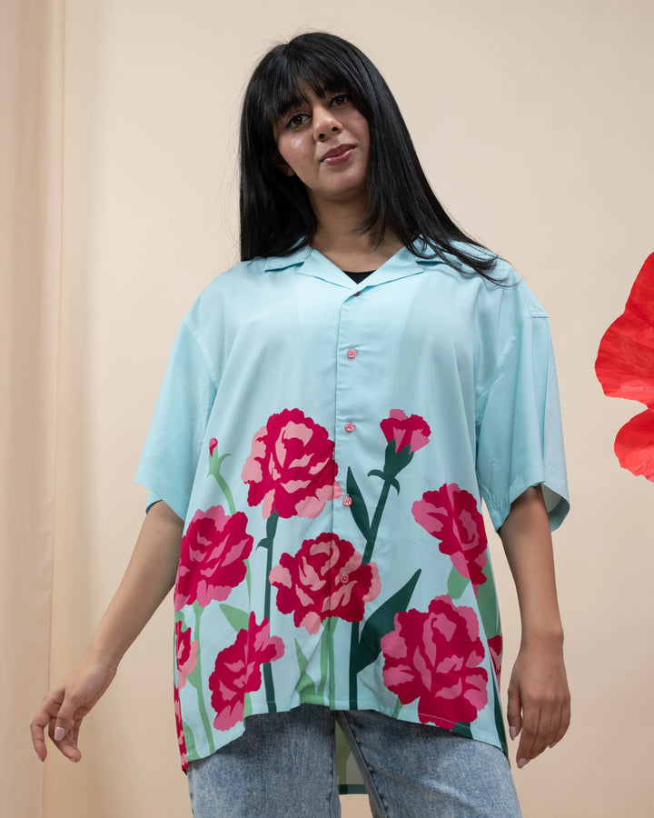Carnation Flower Button Up