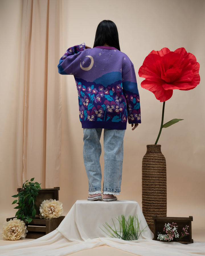 Violet Flower Sweater