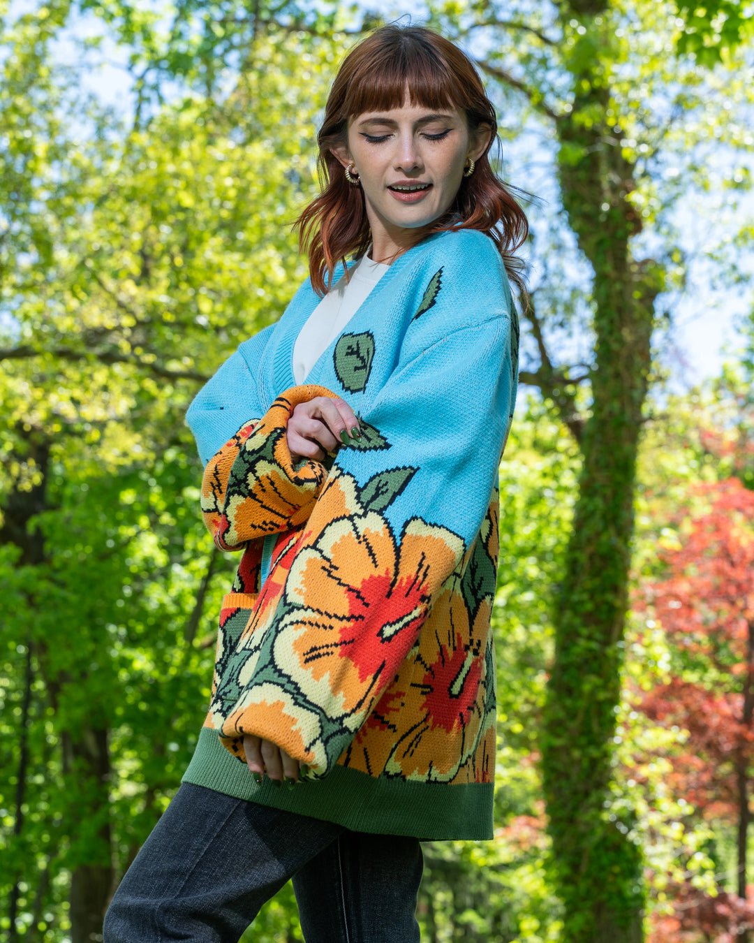 Orange Hibiscus Cardigan
