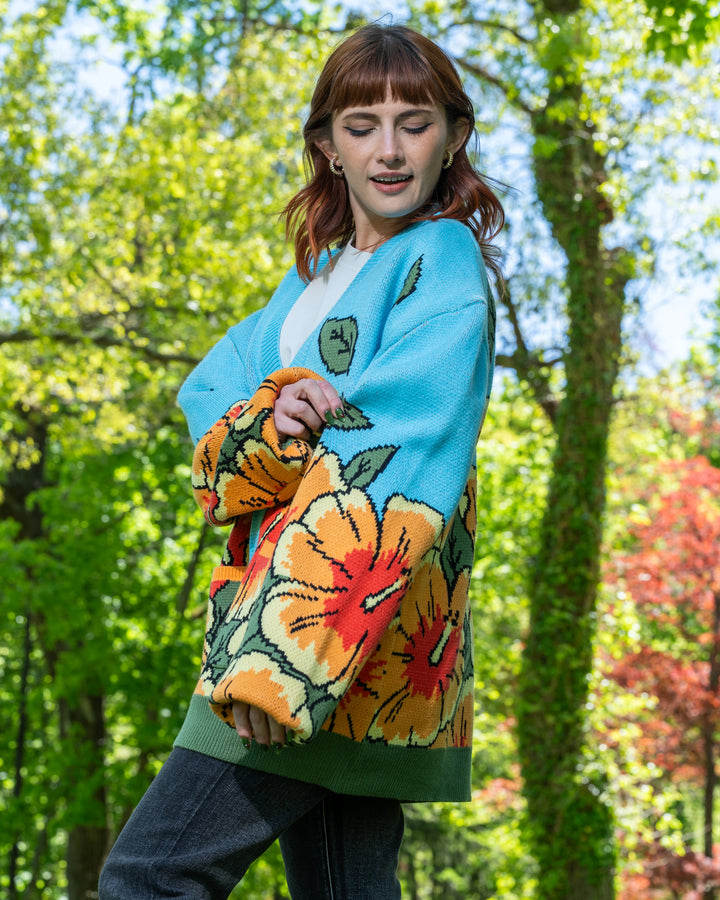 Orange Hibiscus Cardigan