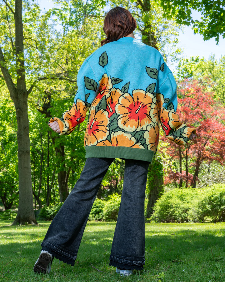 Orange Hibiscus Cardigan