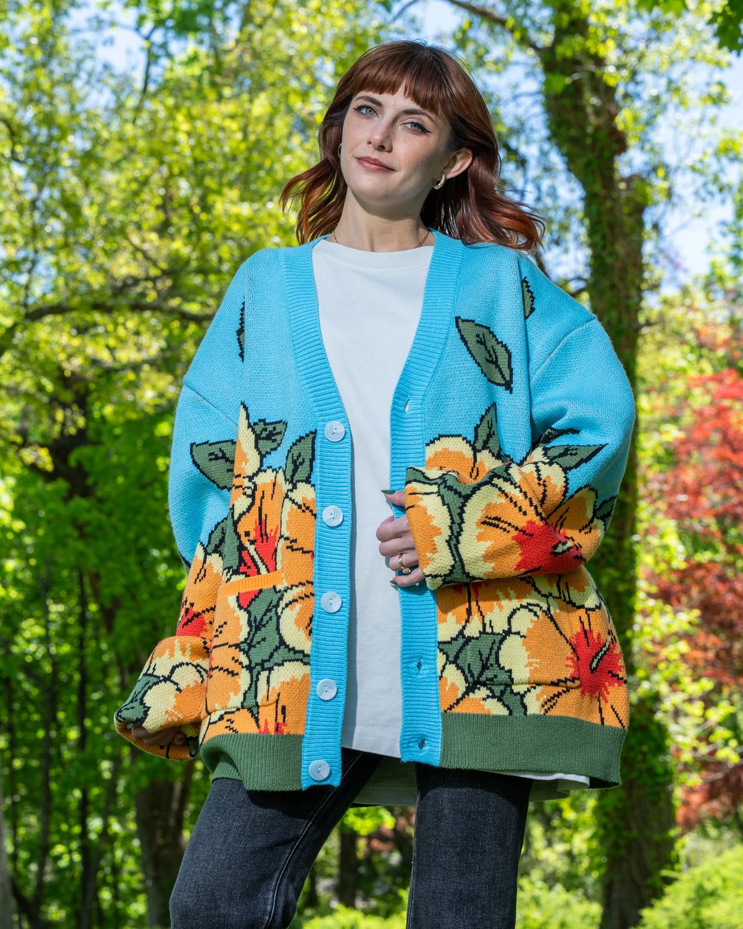 Orange Hibiscus Cardigan