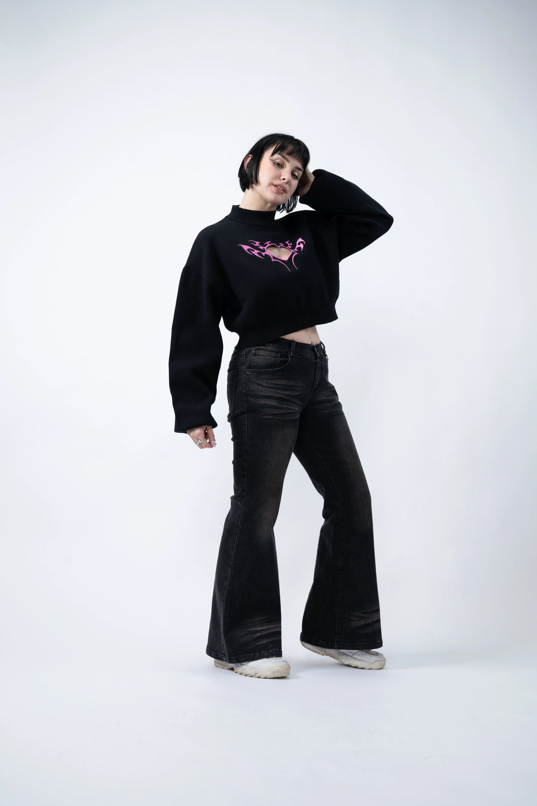 Cyber Heart Cut Out Sweater