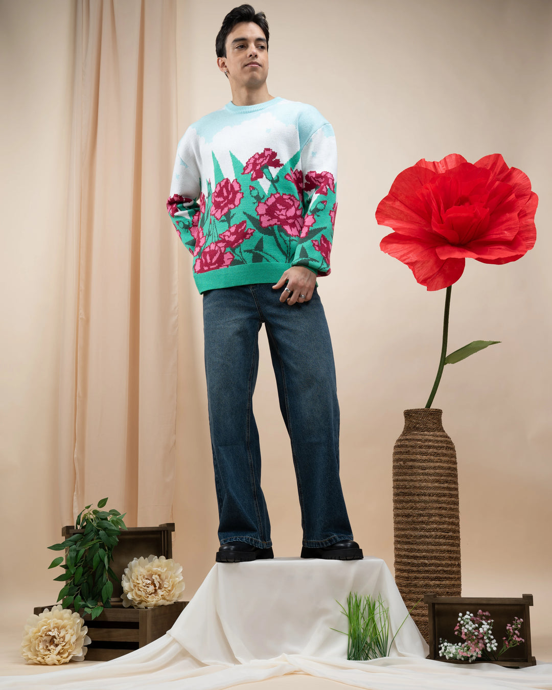 Carnation Flower Sweater