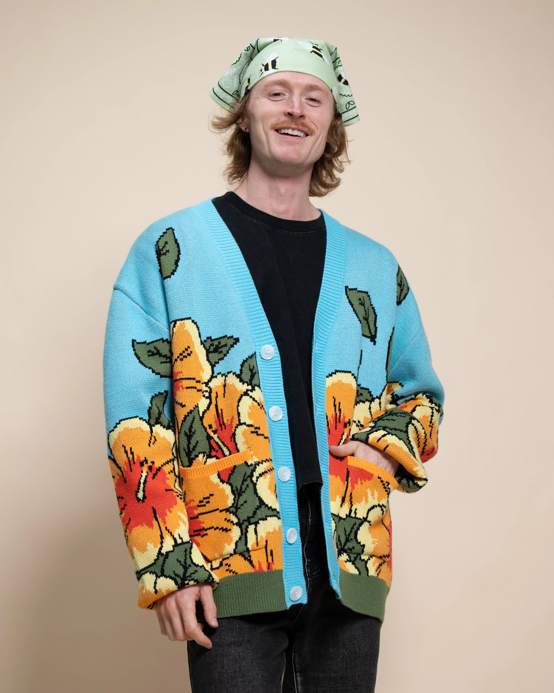 Orange Hibiscus Cardigan