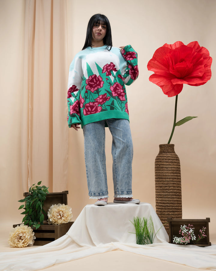 Carnation Flower Sweater