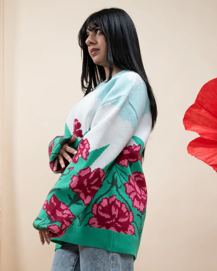 Carnation Flower Sweater