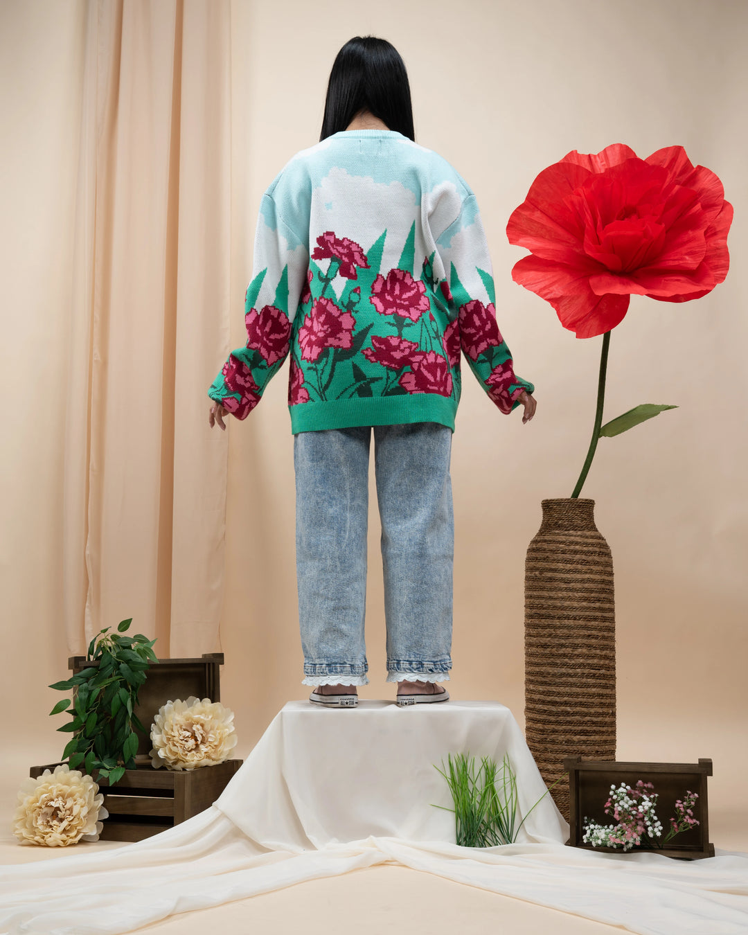 Carnation Flower Sweater