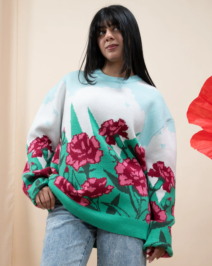Carnation Flower Sweater