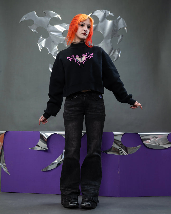 Cyber Heart Cut Out Sweater