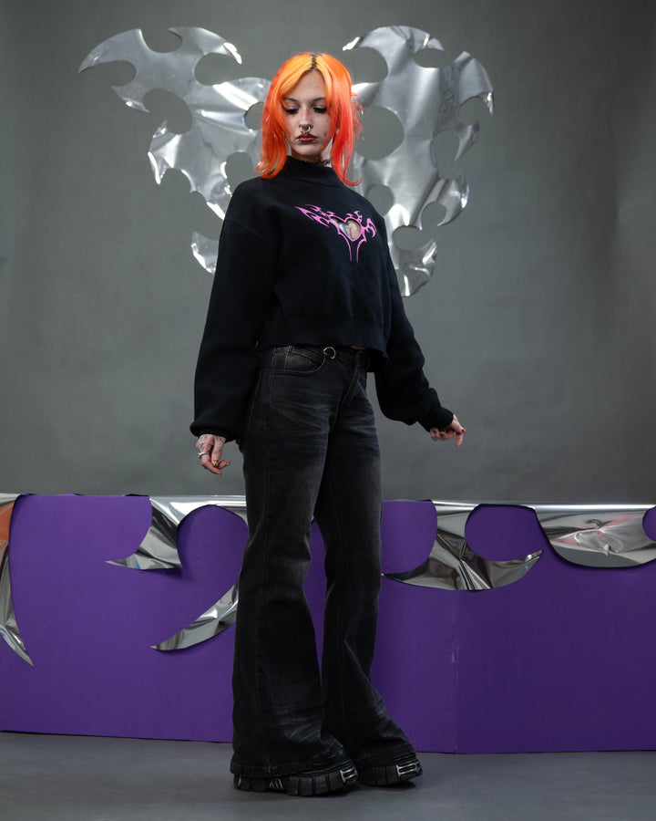 Cyber Heart Cut Out Sweater