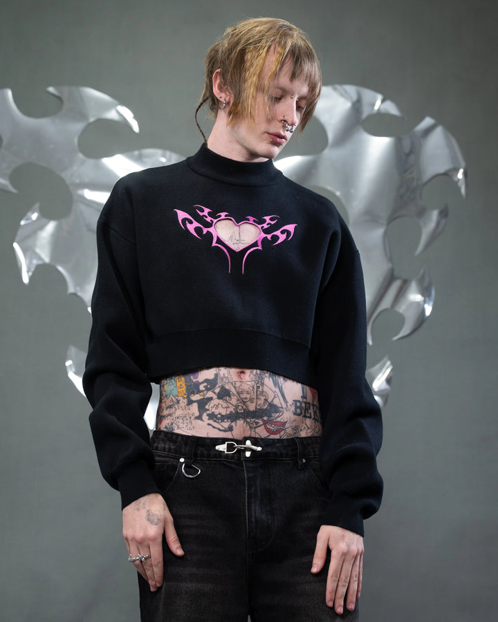 Cyber Heart Cut Out Sweater
