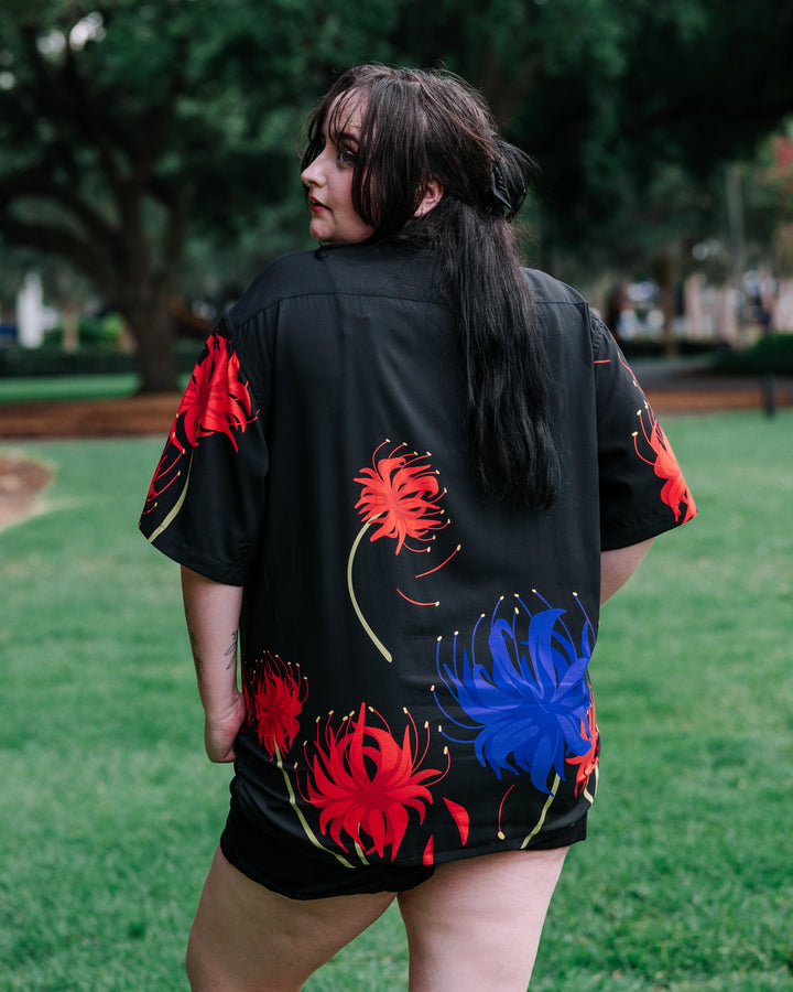 Blue Spider Lily Button Up