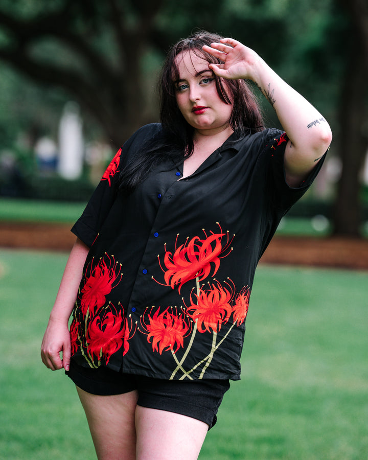 Blue Spider Lily Button Up