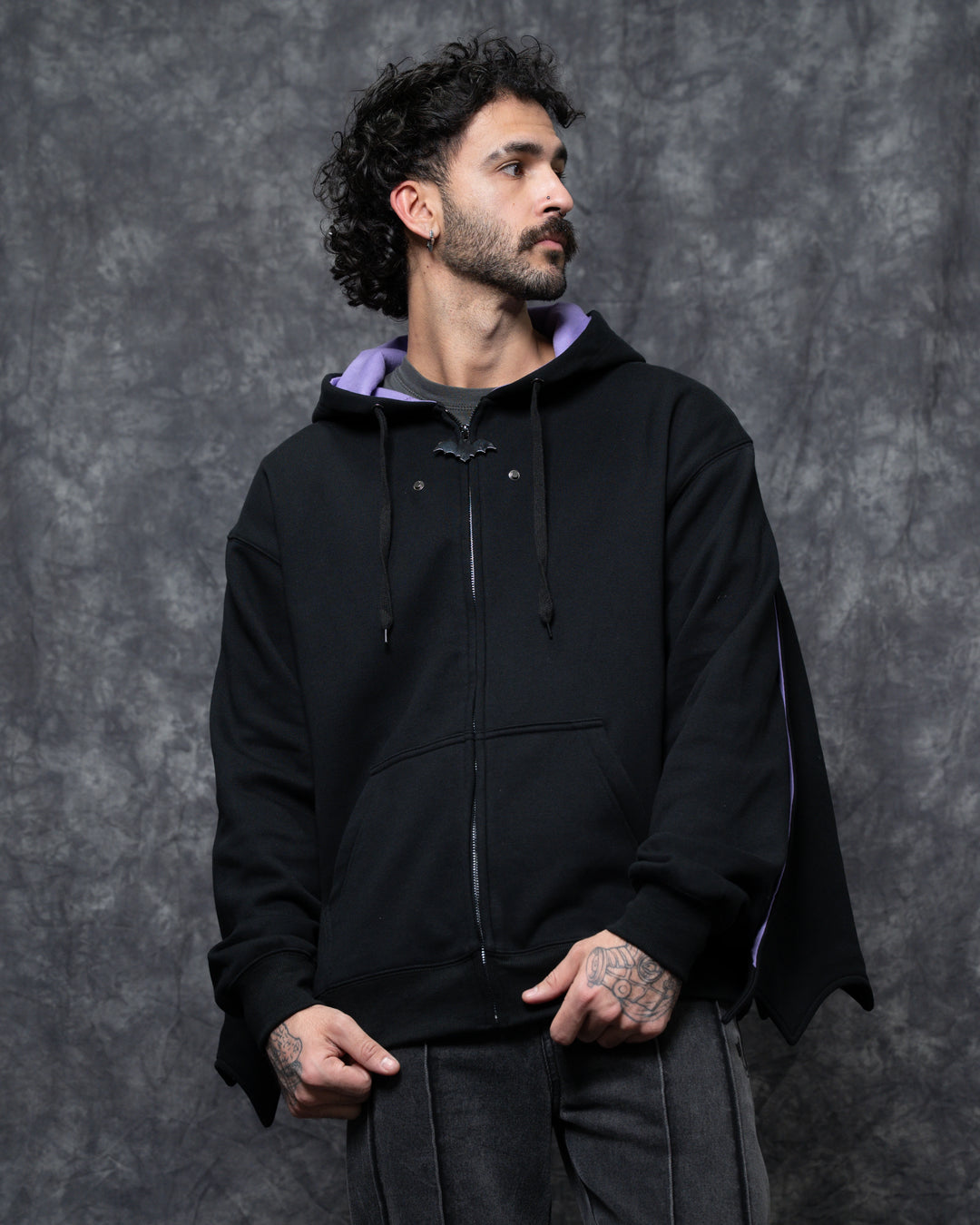 Bat Wing Zip Up Hoodie