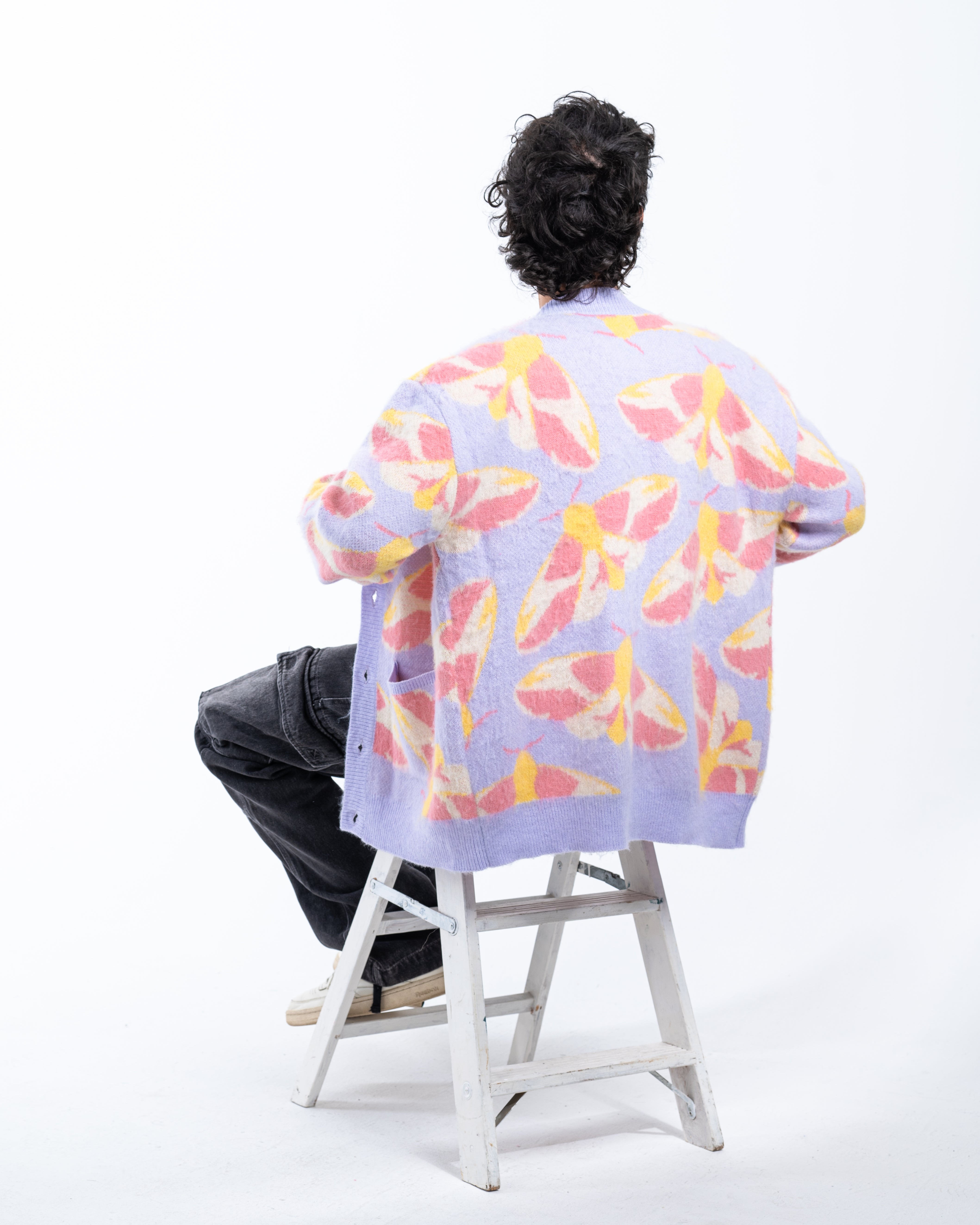 Fuzzy Rosy Maple Moth Cardigan – Steady Hands