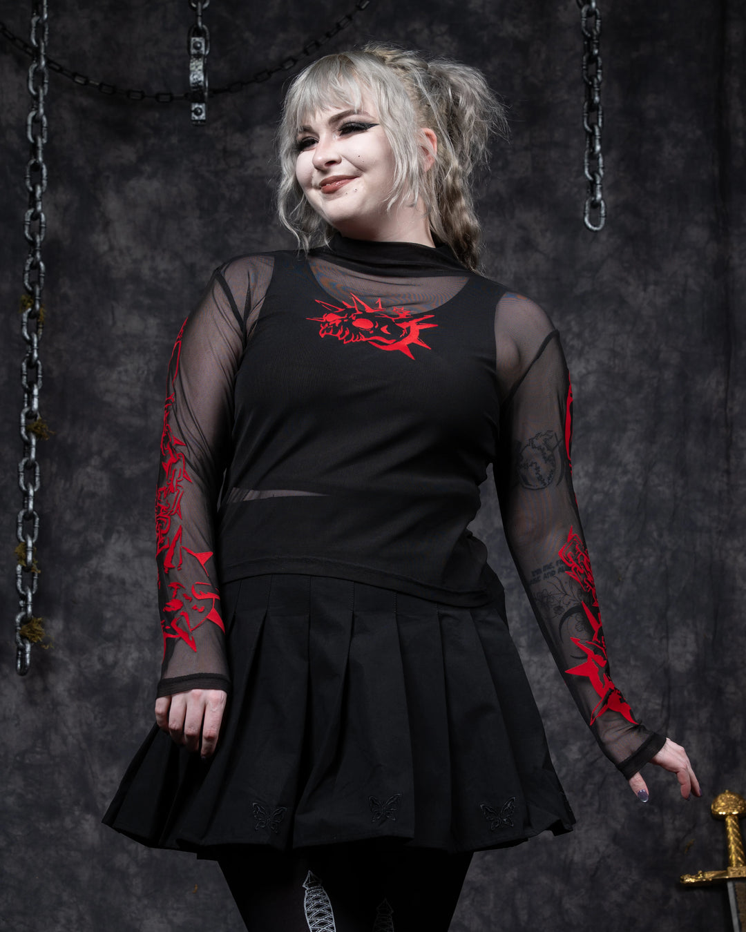Skull Flail Mesh Top